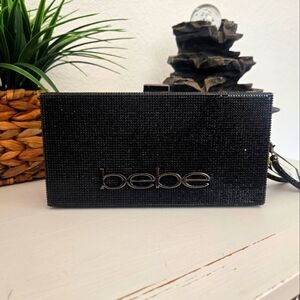 NWT Bebe Sparkling Black Evening Clutch/Shoulder Bag
